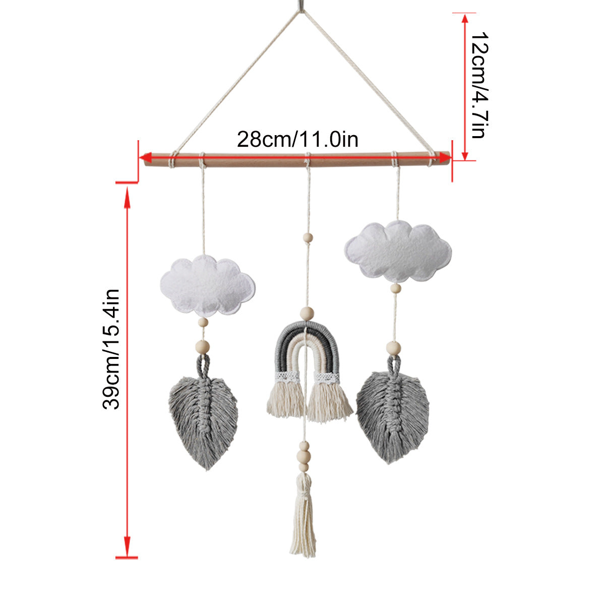 Wholesale Wood Cloud Rainbow Leaves Wall Hanging